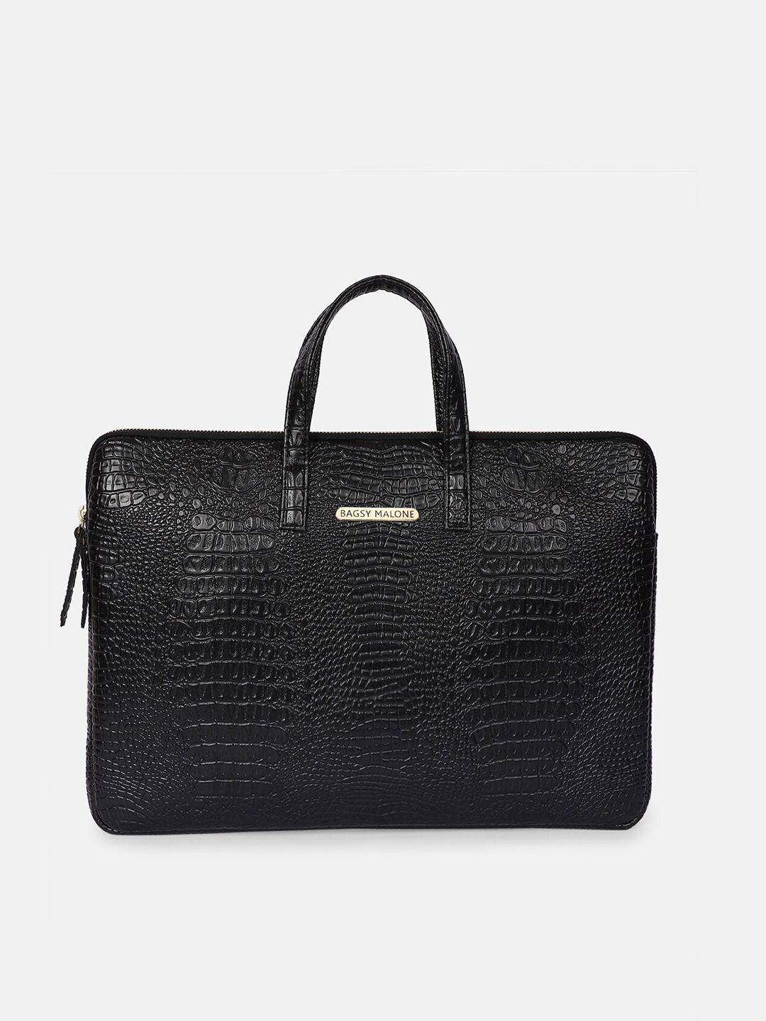 bagsy malone unisex black crocodile textured laptop bag