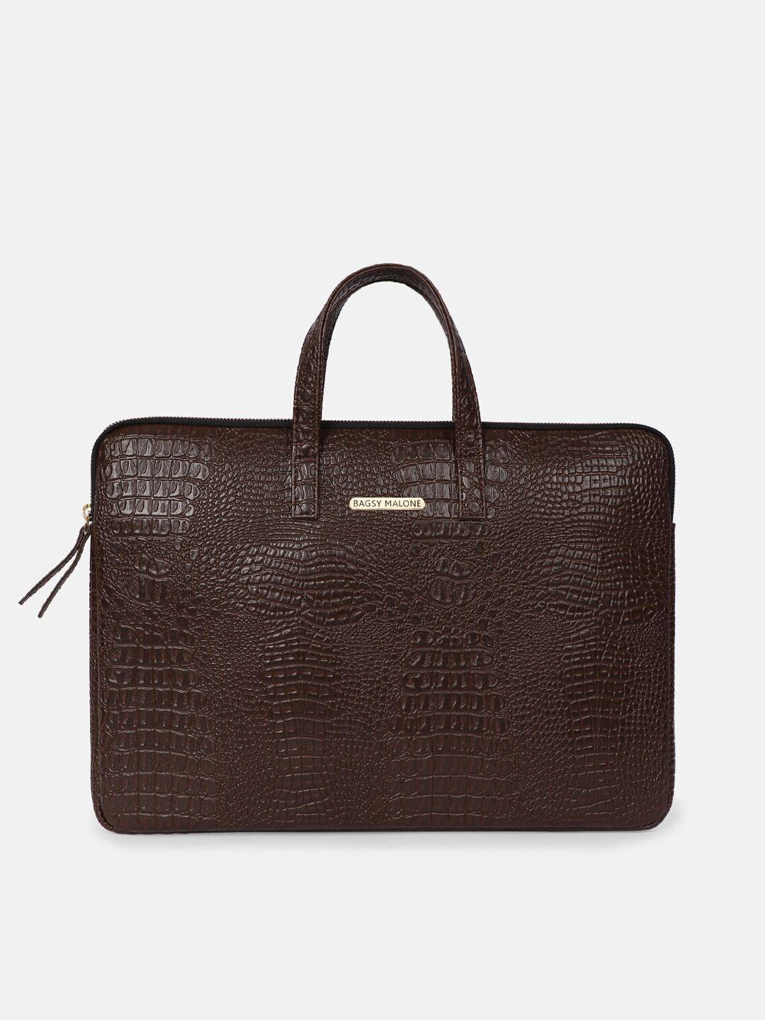 bagsy malone unisex brown textured laptop bag