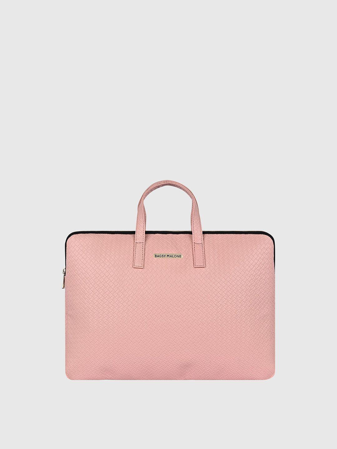 bagsy malone unisex peach-coloured textured pu laptop bag