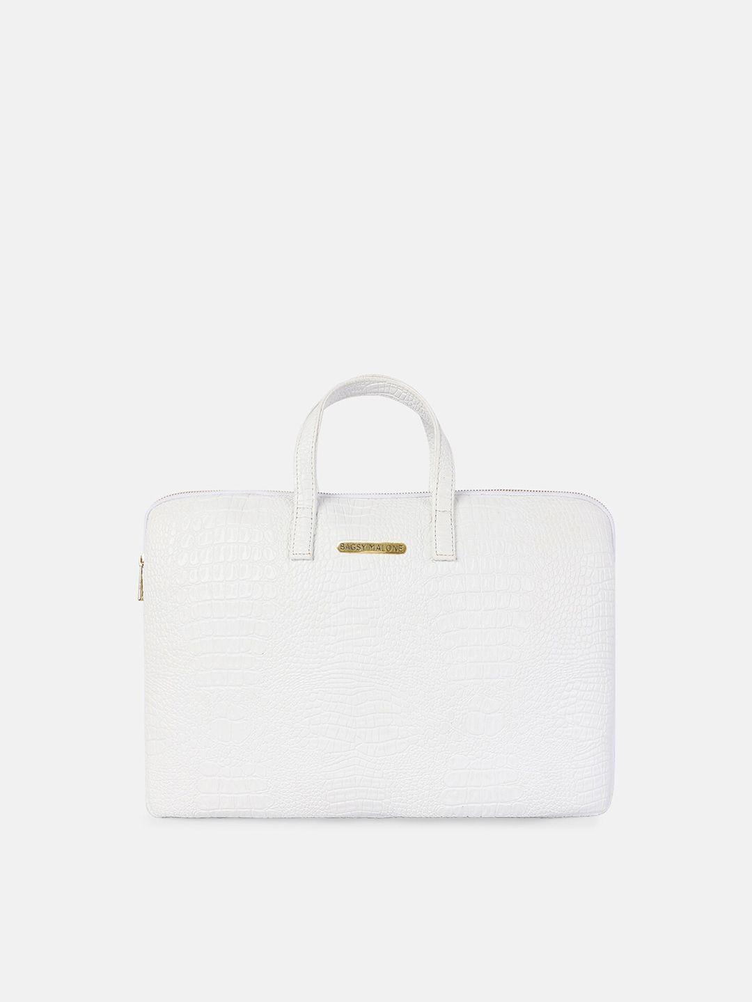 bagsy malone unisex white pu laptop bag