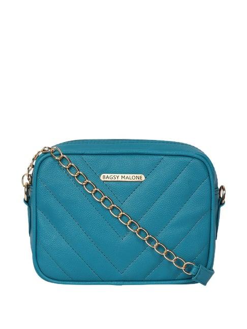 bagsy malone vegan aqua green quilted medium sling handbag