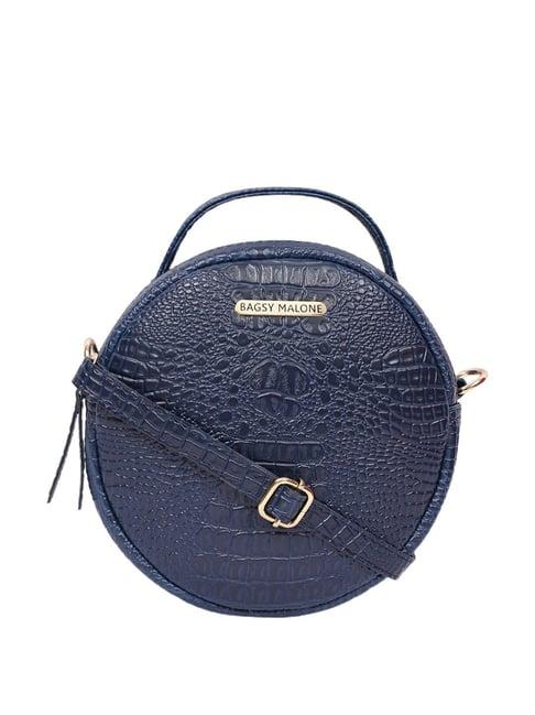 bagsy malone vegan navy textured medium handbag