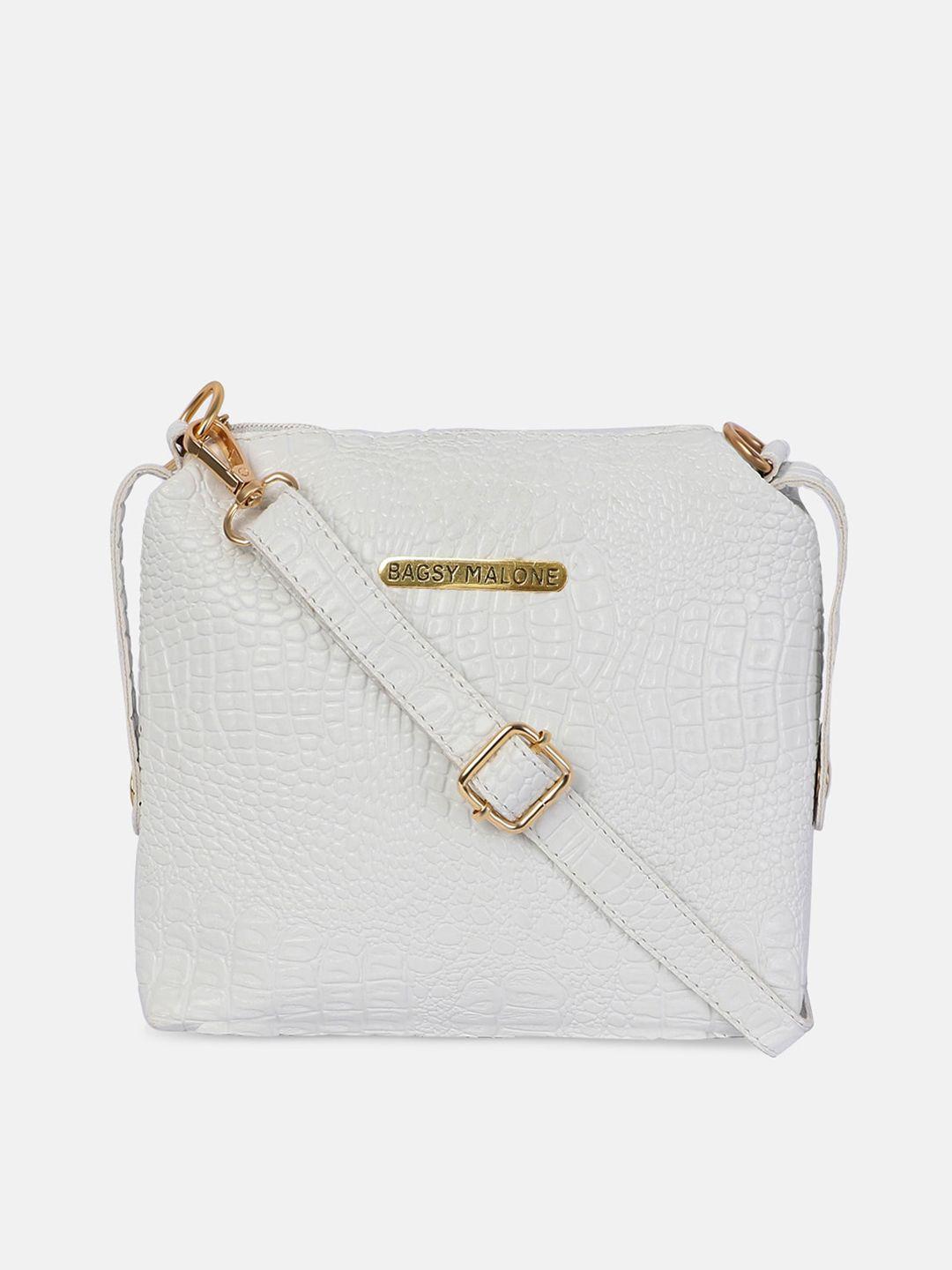 bagsy malone white textured pu structured sling bag