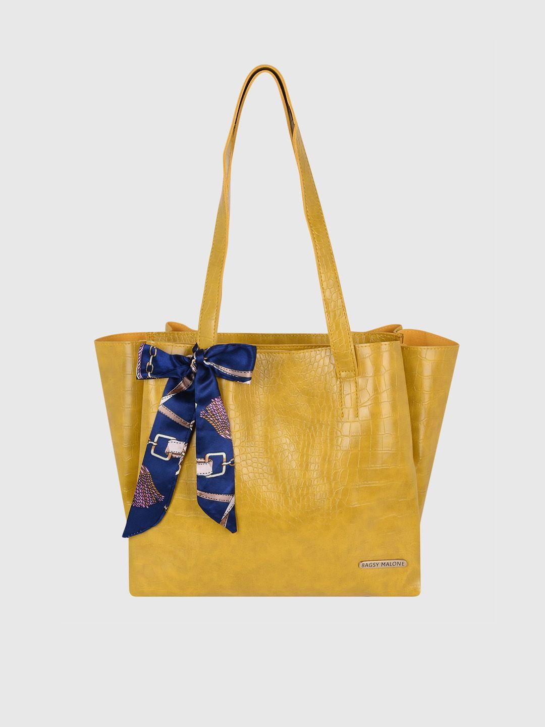 bagsy malone woman yellow pu structured handheld bag with bow detail