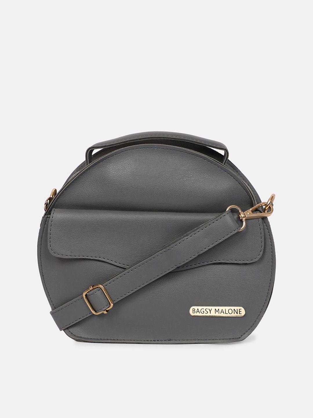 bagsy malone women grey pu half moon sling bag