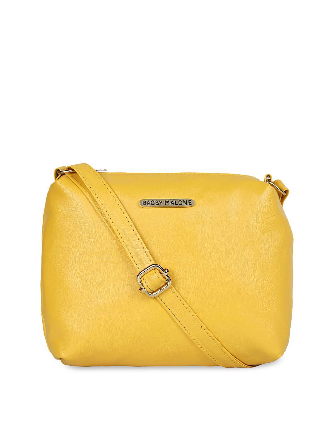 bagsy malone yellow pu structured sling bag