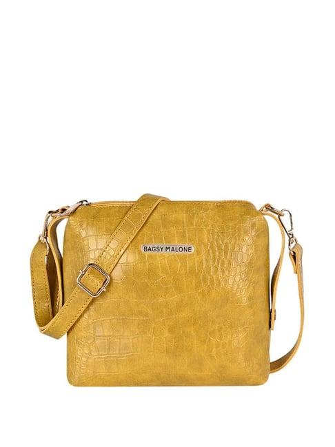 bagsy malone yellow textured small sling handbag