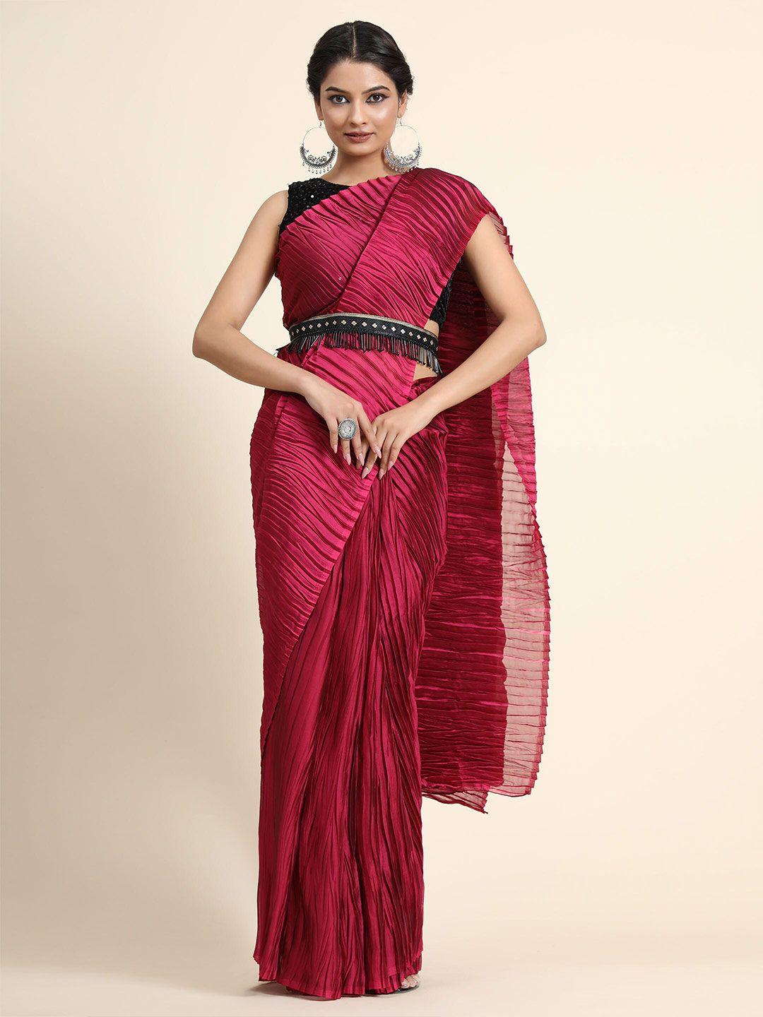 bahuji women maroon saree