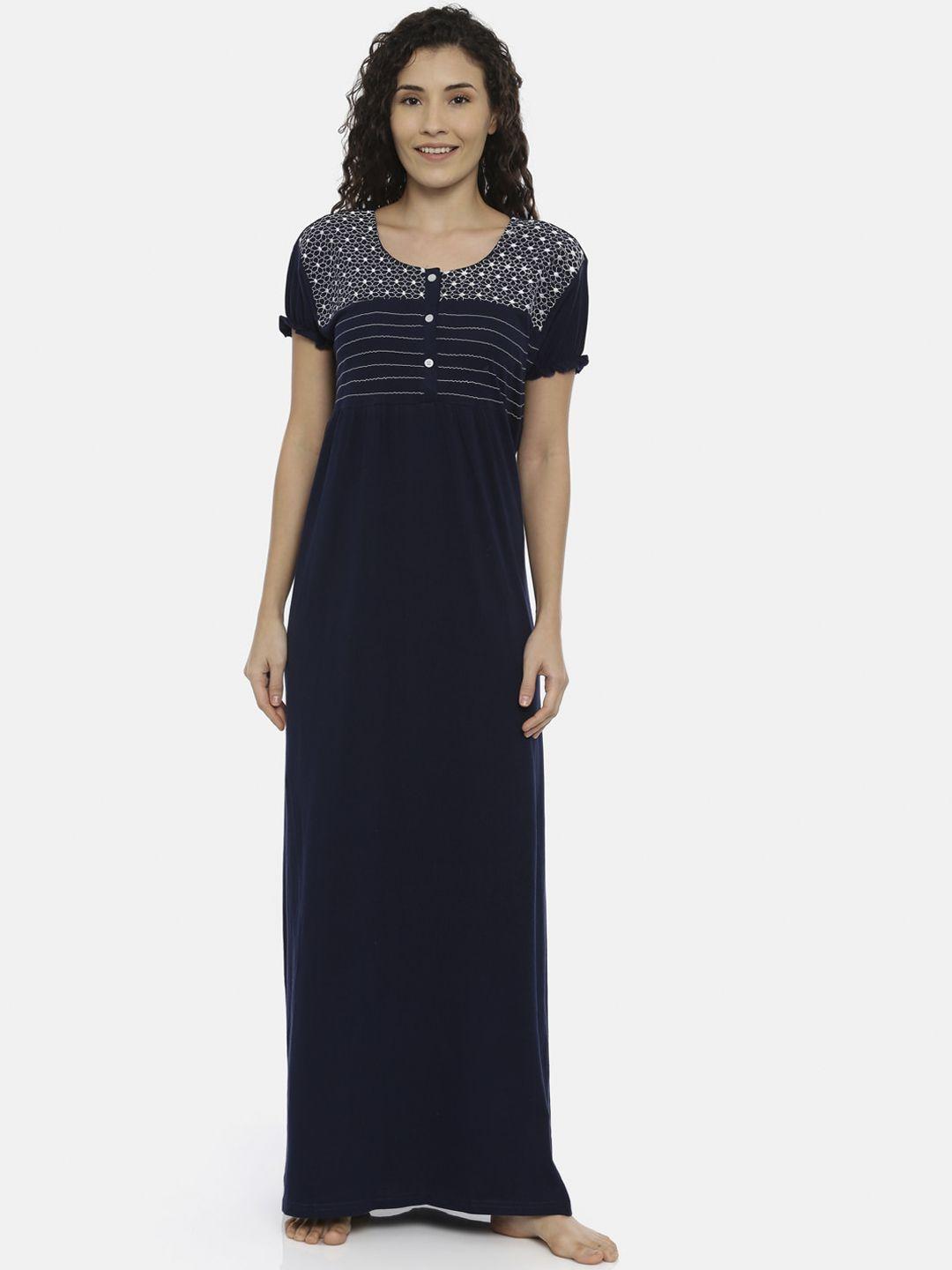 bailey sells navy blue & white embroidered nightdress