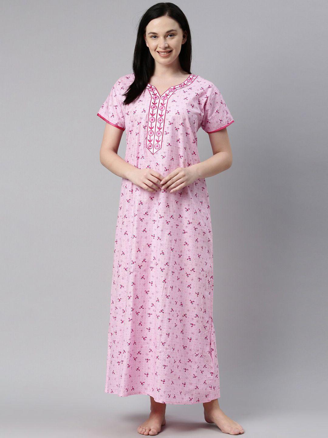 bailey sells pink printed maxi pure cotton nightdress