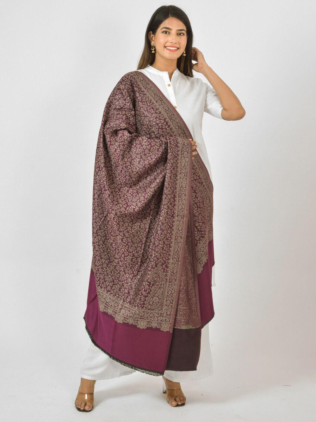 baisa floral woven design acrylic & wool shawl