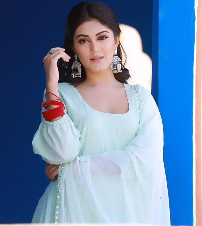 baisacraft sea green sitara kurta with pant and dupatta