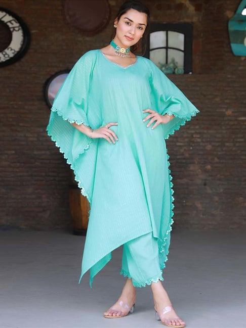 baisacraft turquoise sitara kurta with pant