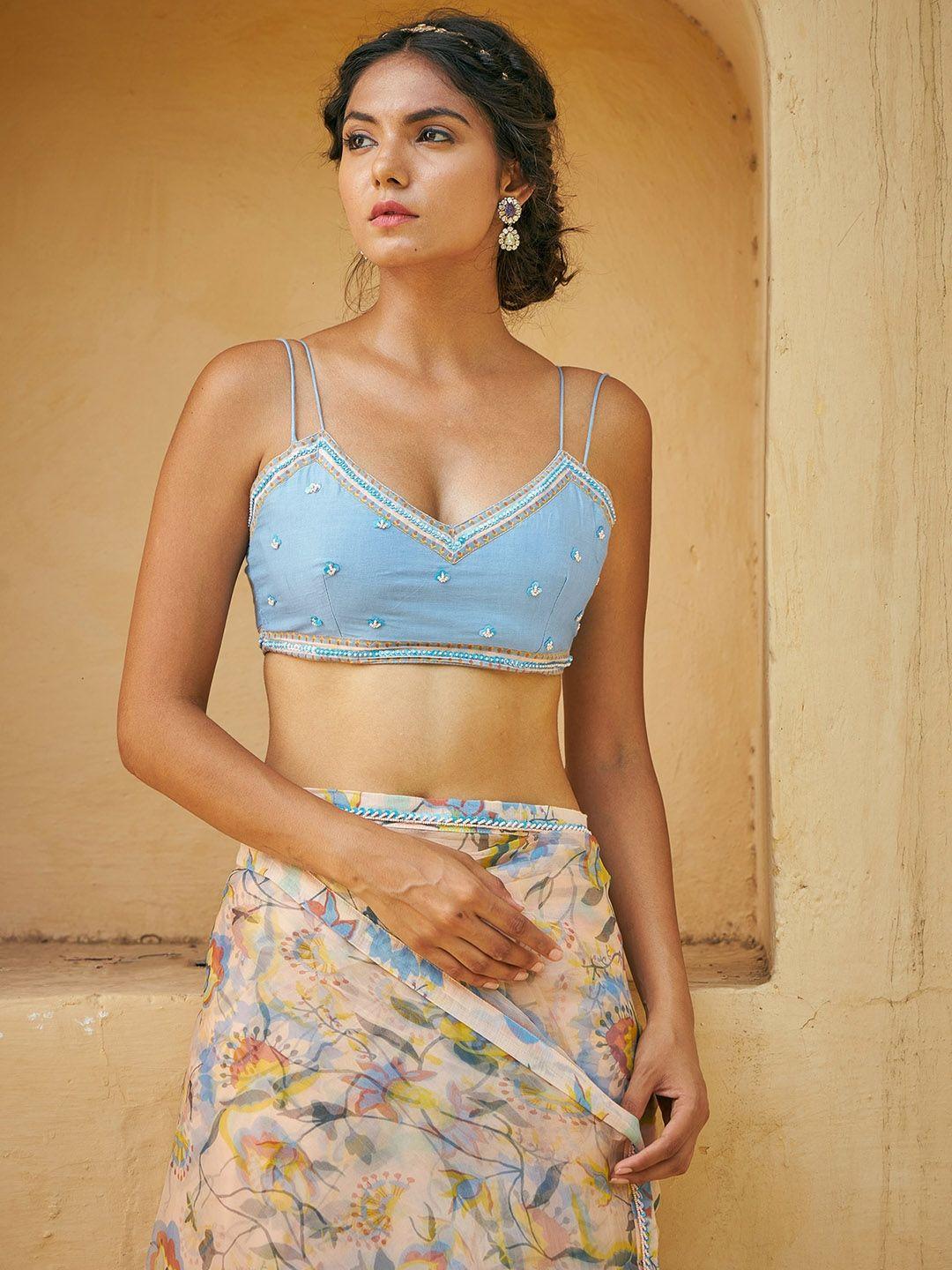 baise gaba lali embellished shoulder straps saree blouse