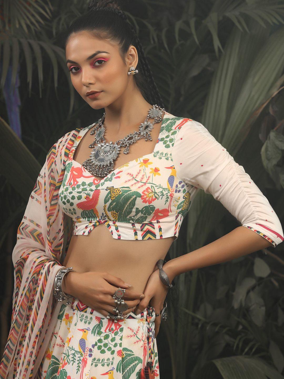 baise gaba printed kanchali style saree blouse