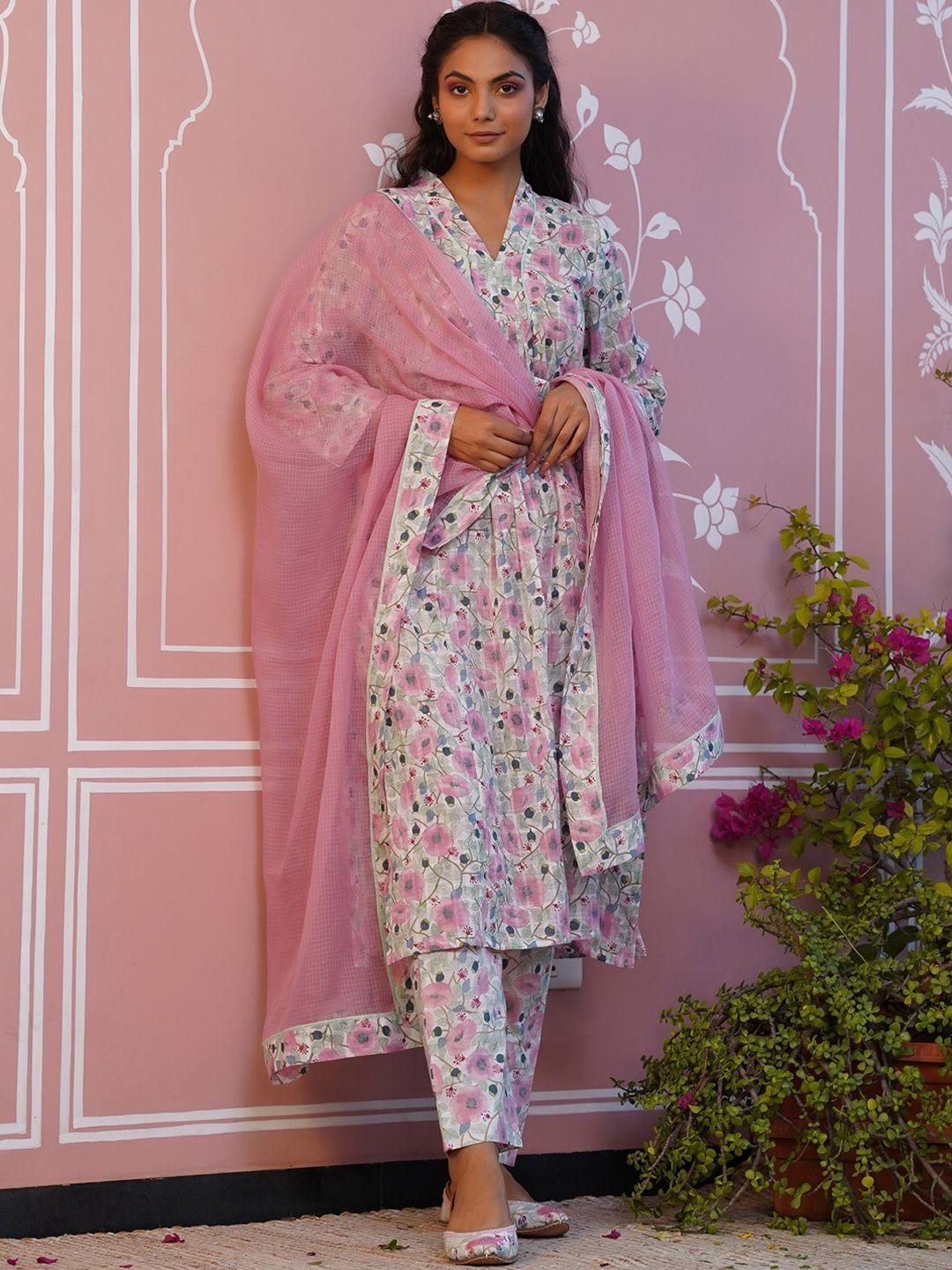 baise gaba women floral printed kurta with trousers & with dupatta