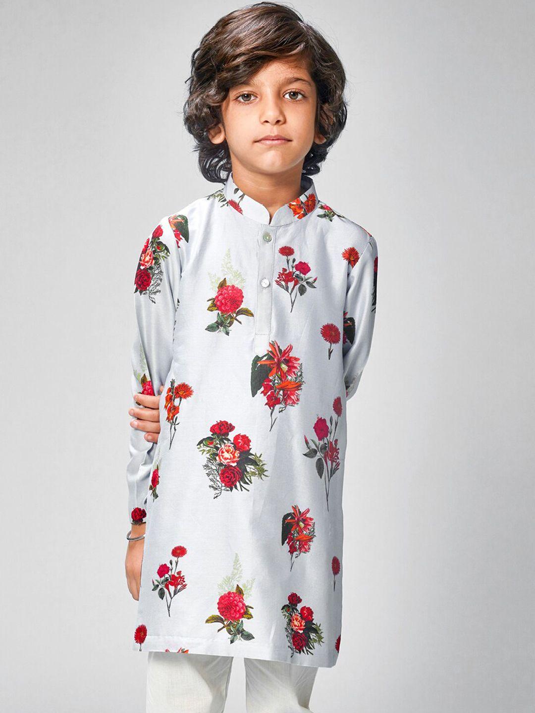 bal bachche boys off white chanderi silk kurta with pyjamas