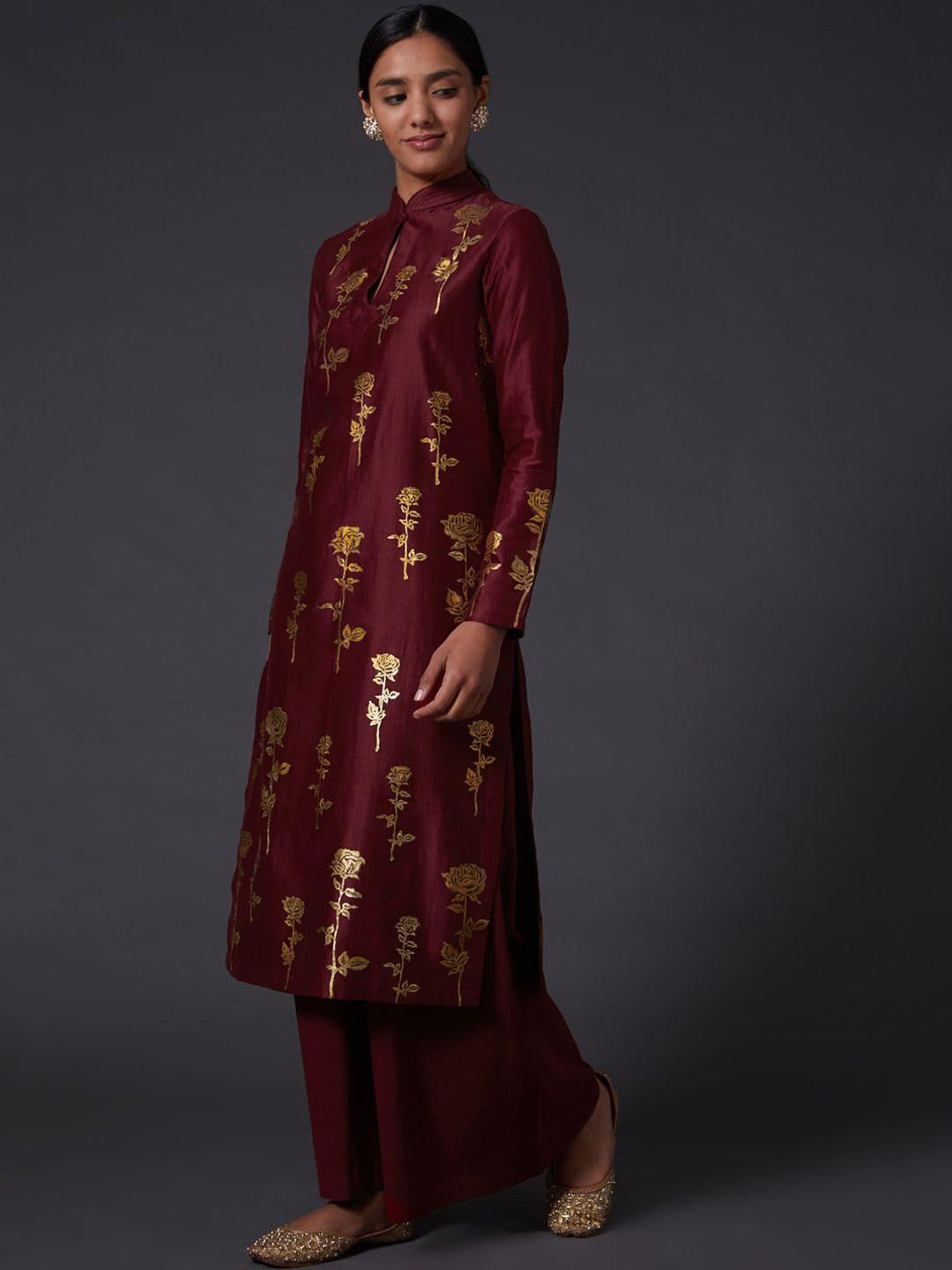 balance by rohit bal ethnic motifs printed pure silk kurta with palazzos