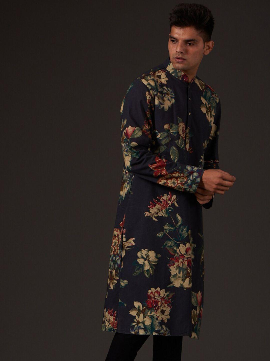 balance by rohit bal floral printed pure cotton kurta with pyjama