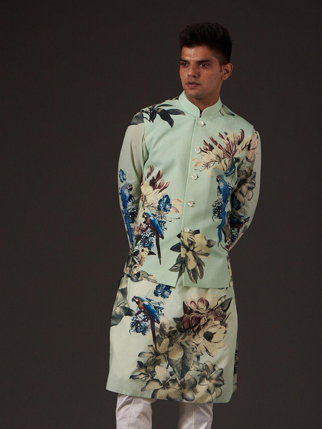 balance by rohit bal floral printed pure cotton kurta with pyjama