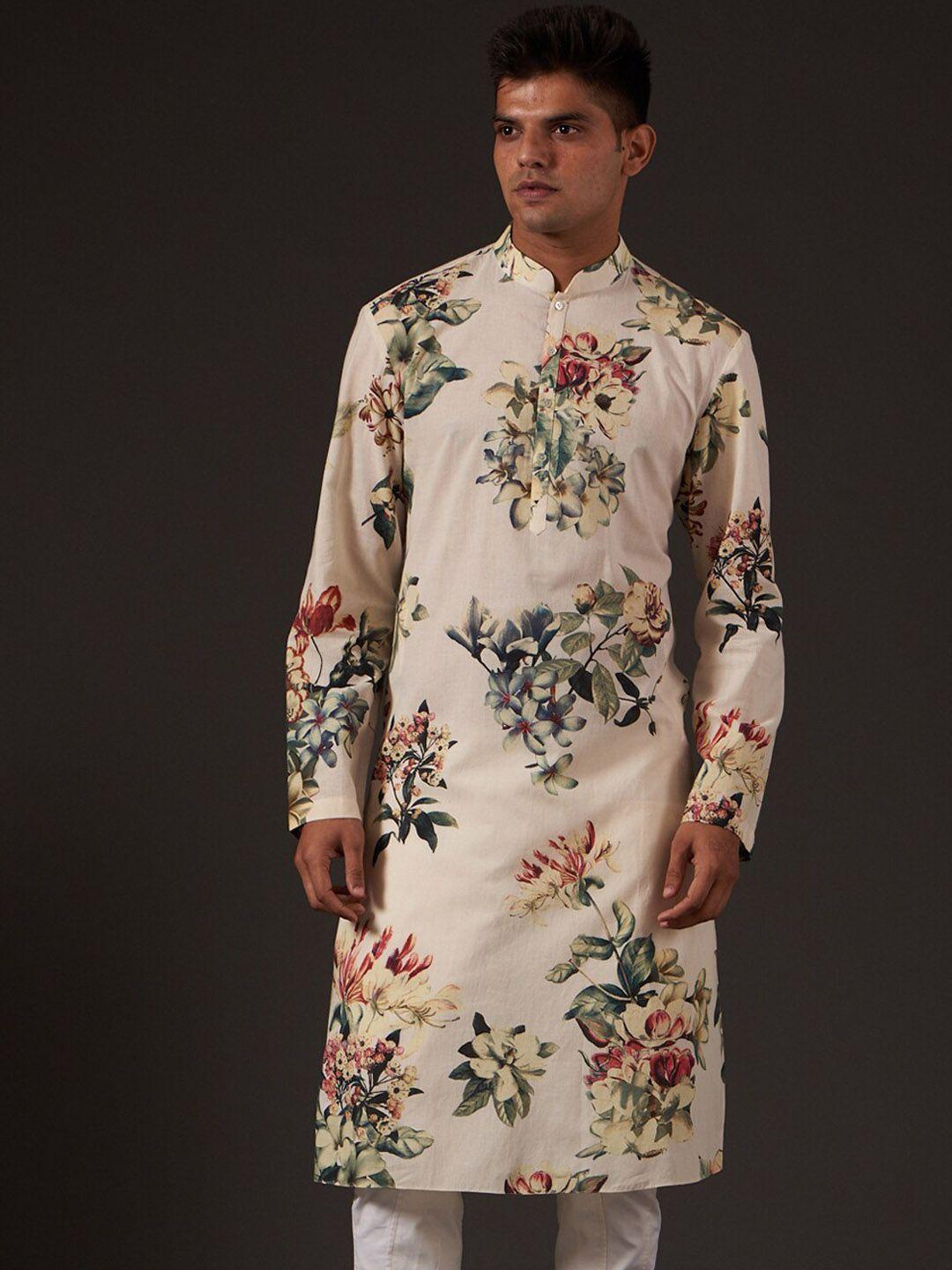 balance by rohit bal floral printed pure cotton kurta with pyjamas