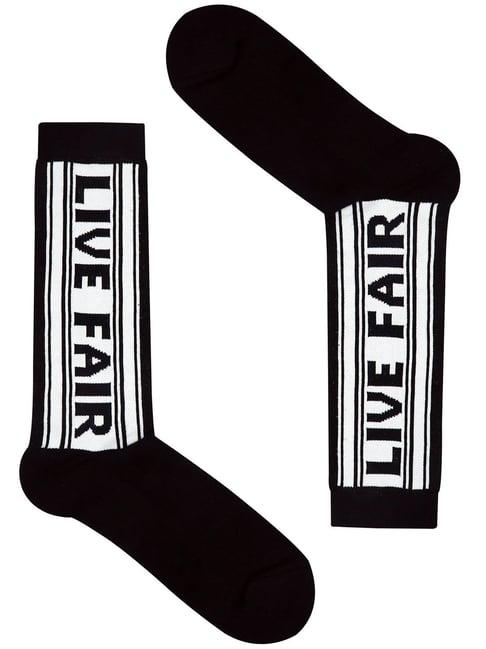 balenzia black printed crew length/calf length socks