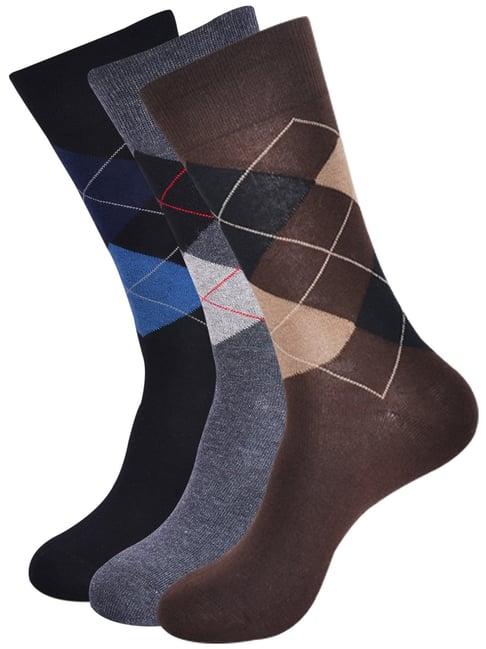 balenzia classic argyle multicolor printed socks - pack of 3