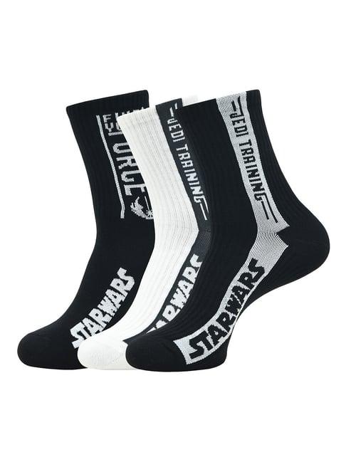 balenzia star wars black & white printed socks (pack of 3)