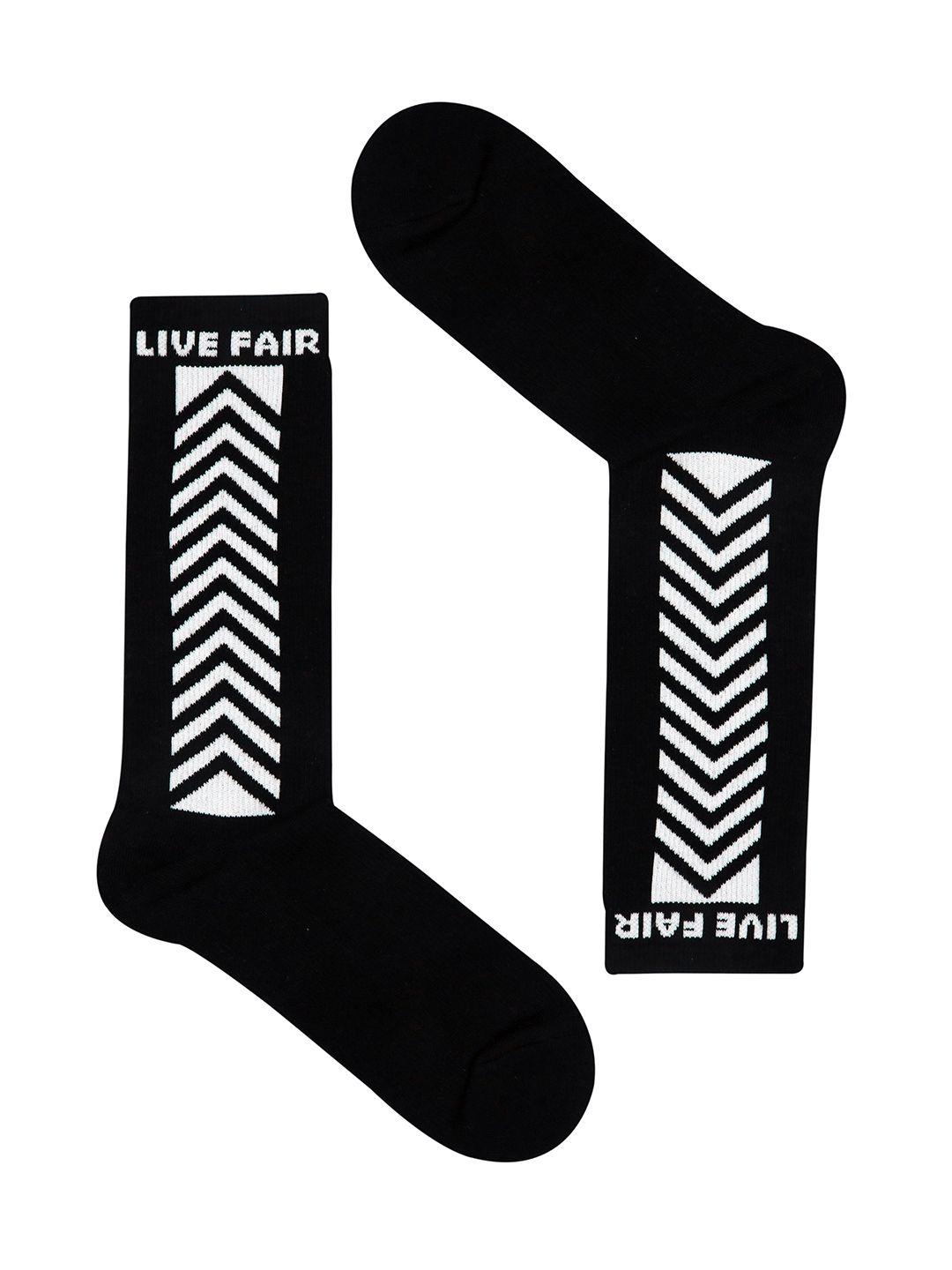 balenzia men black and white striped fair trade organic cotton calf length socks