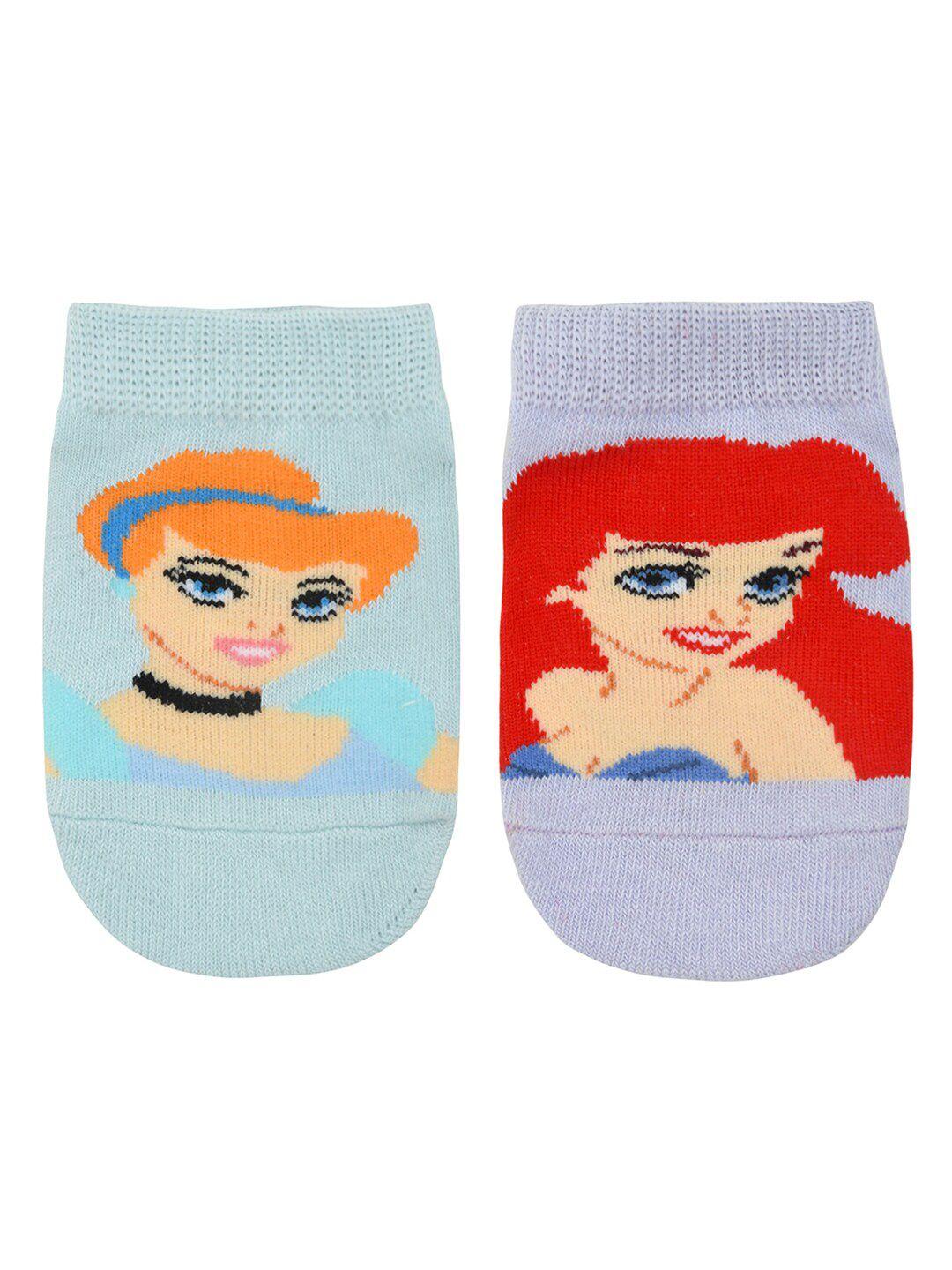 balenzia x disney girls pack of 2 patterned cotton anti-skid lowcut socks