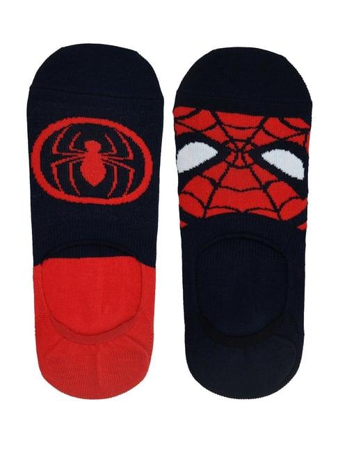 balenzia x marvel the amazing spider-man navy & red printed loafer/invisible socks - pack of 2