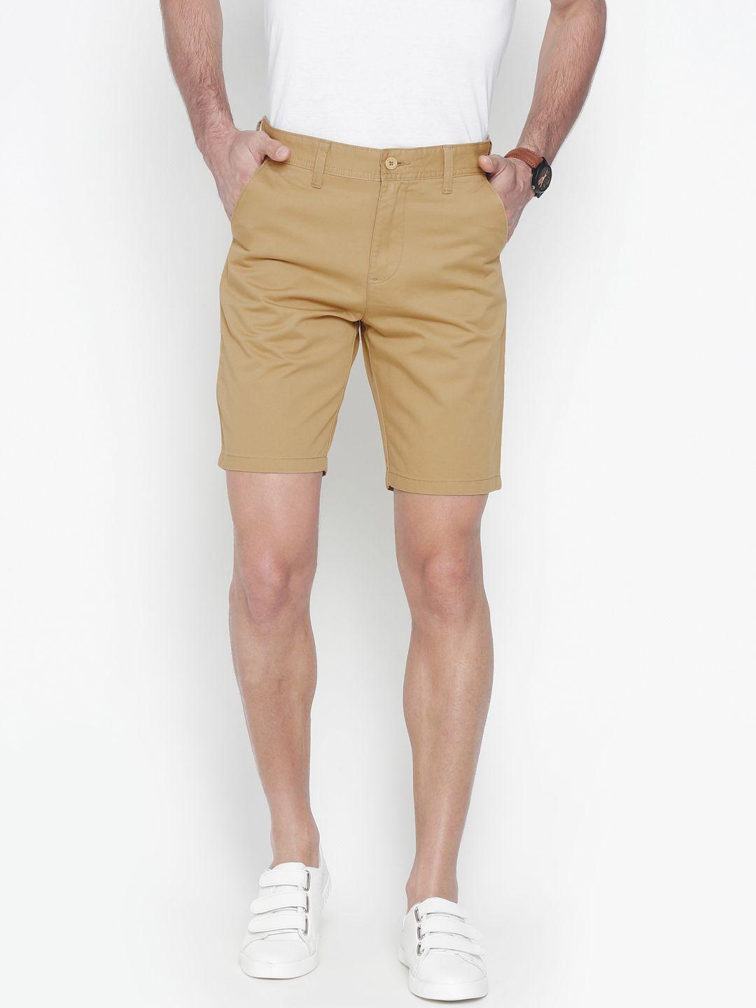 balista men tan brown solid regular fit shorts