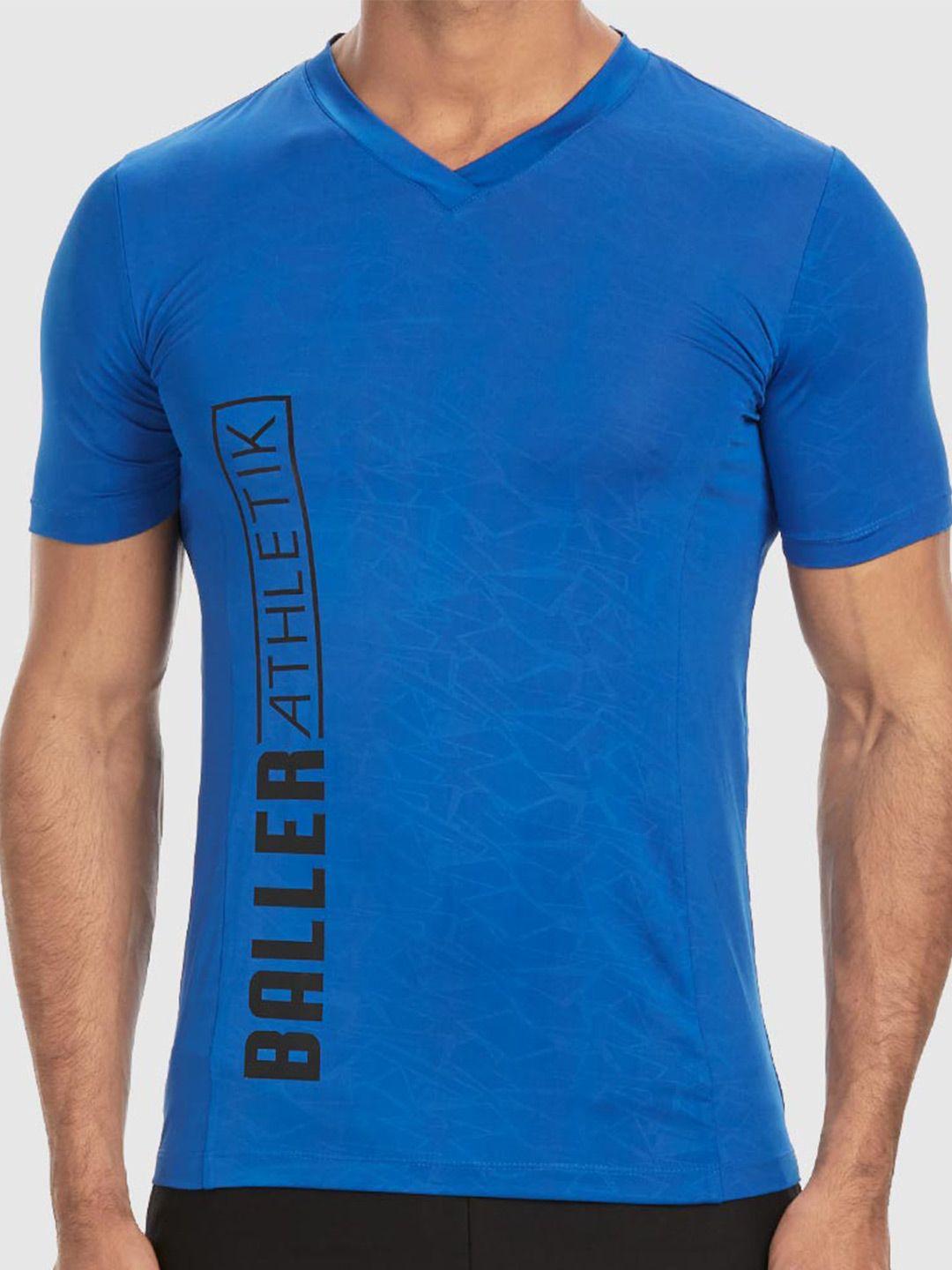 baller athletik typography printed v-neck gym t-shirt