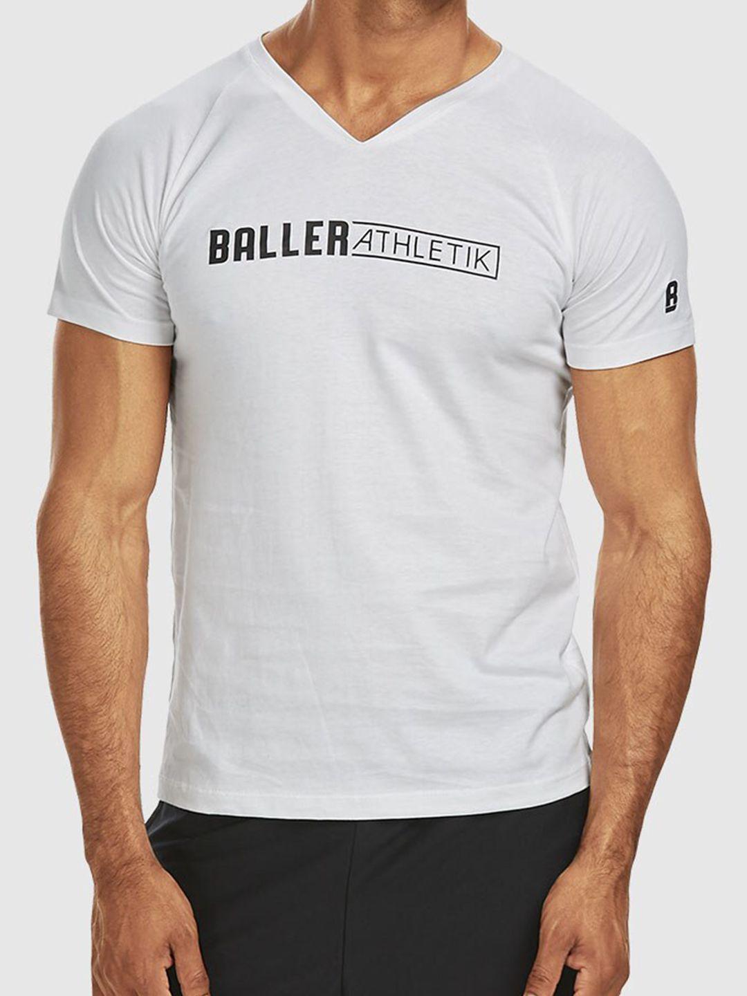 baller athletik typography printed v-neck t-shirt