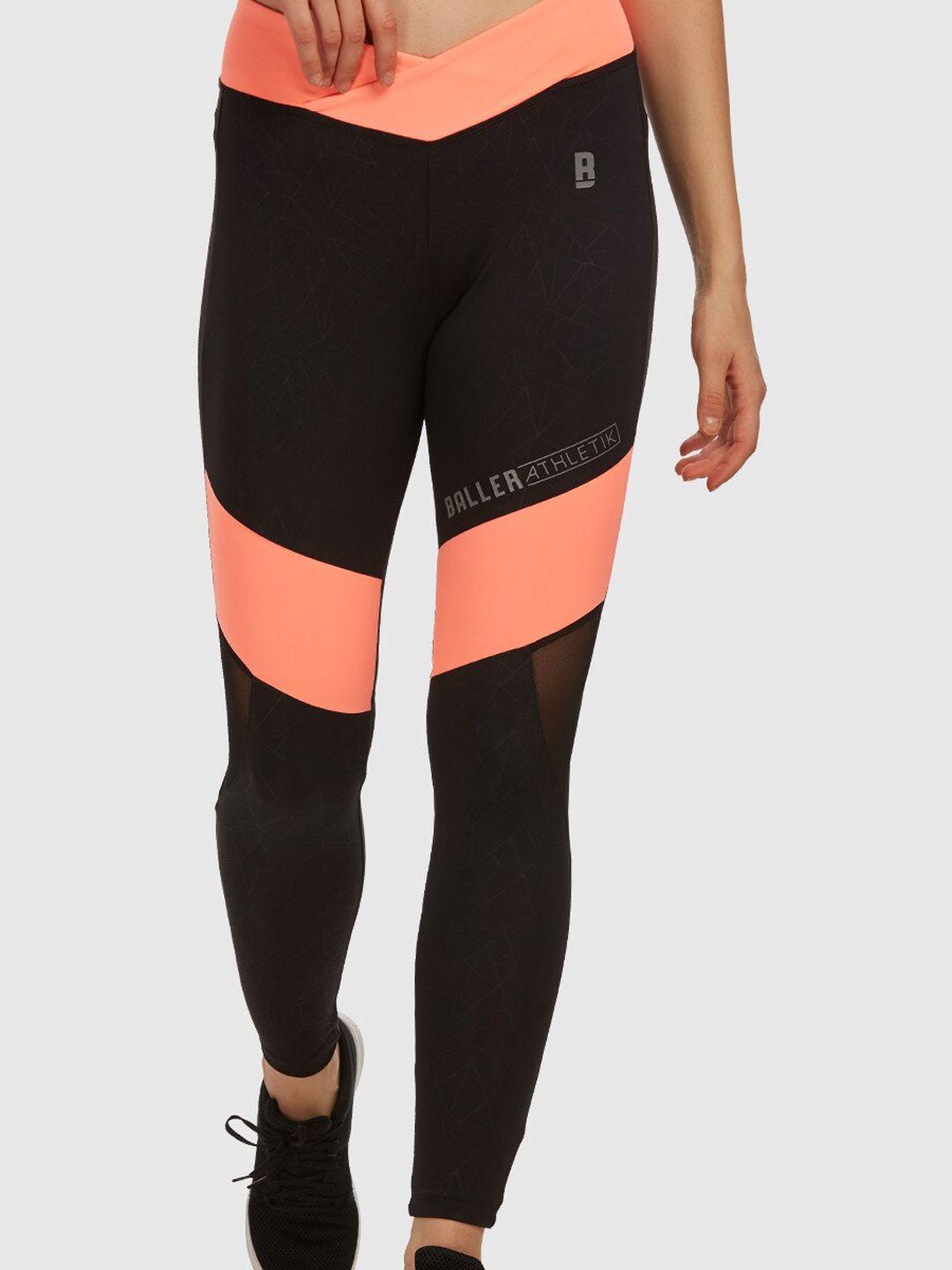 baller athletik women colourblocked v waist ankle length gym tights