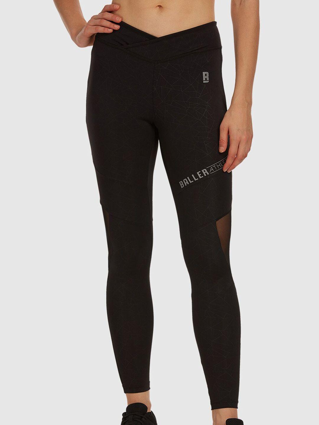 baller athletik women slim-fit v waist ankle-length gym tights