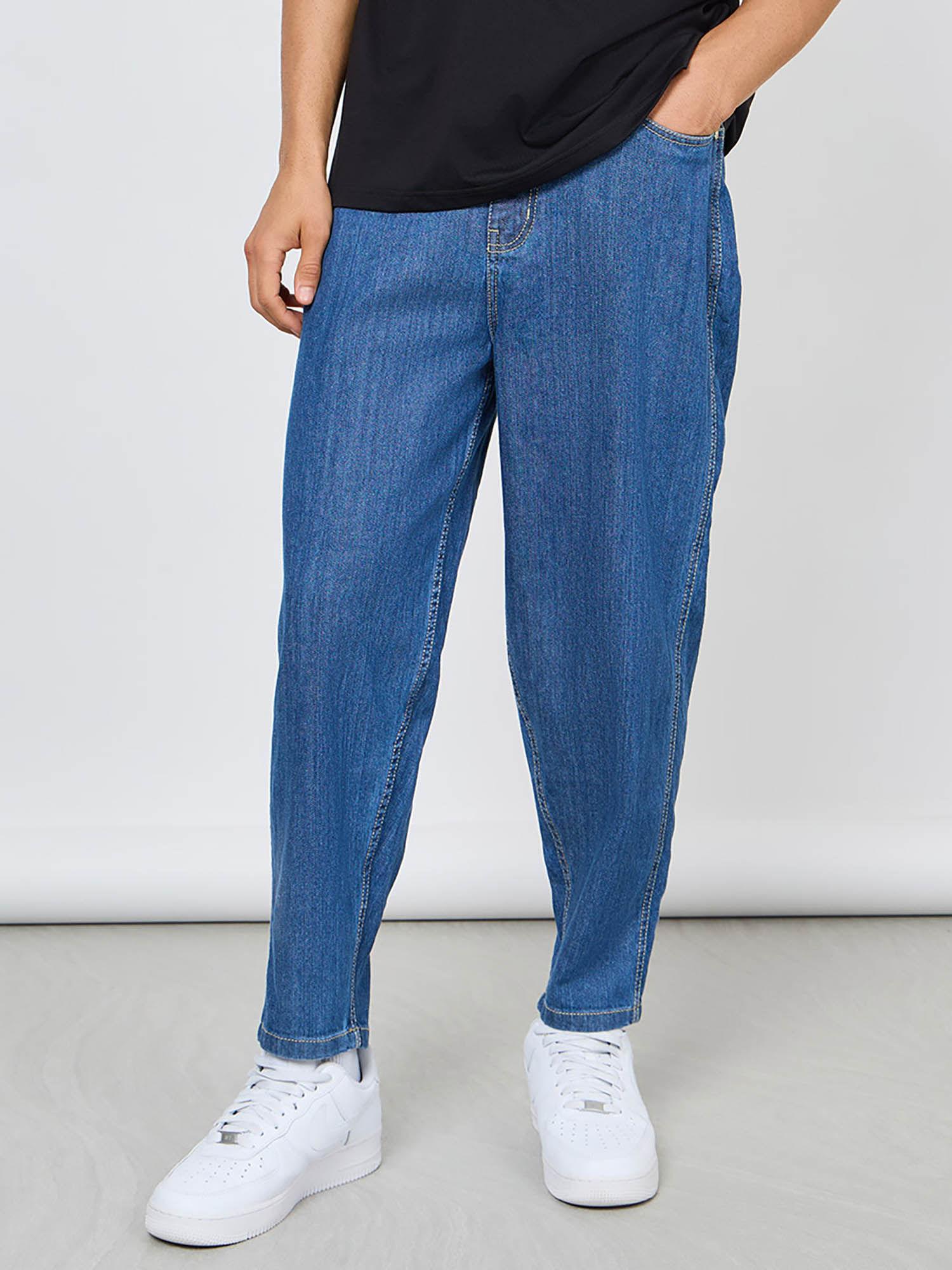 balloon fit jeans with pockets blue