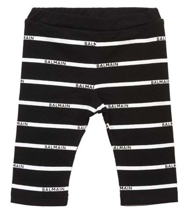 balmain kids black striped comfort fit pants