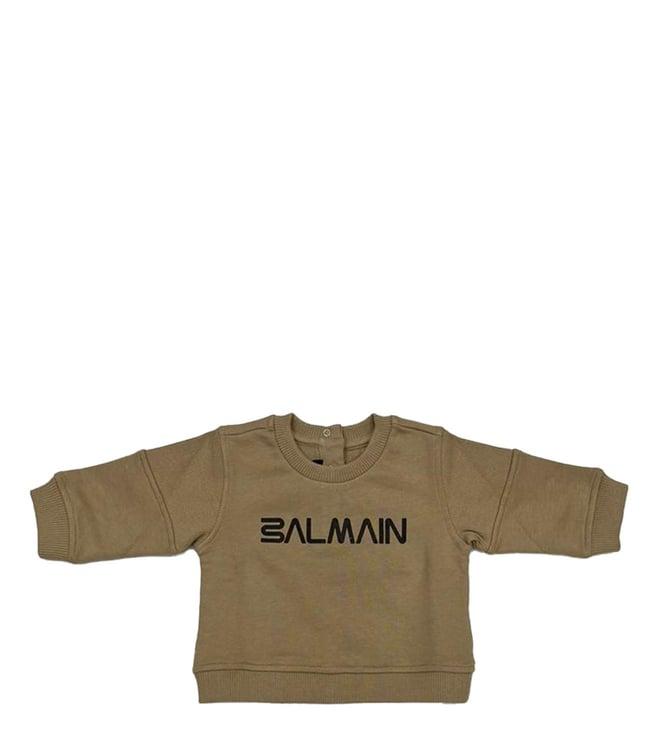 balmain kids beige logo loose fit sweatshirt