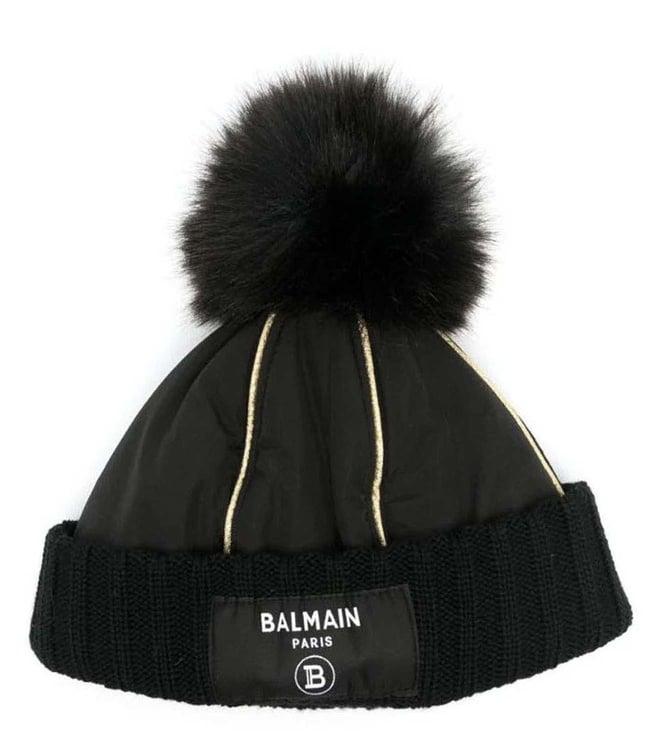 balmain kids black logo beanie (4-6 y)