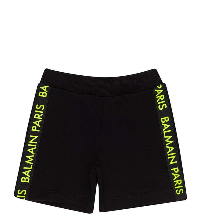 balmain kids black logo comfort fit shorts