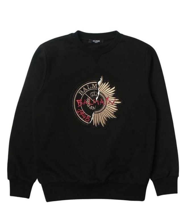 balmain kids black logo comfort fit sweatshirt