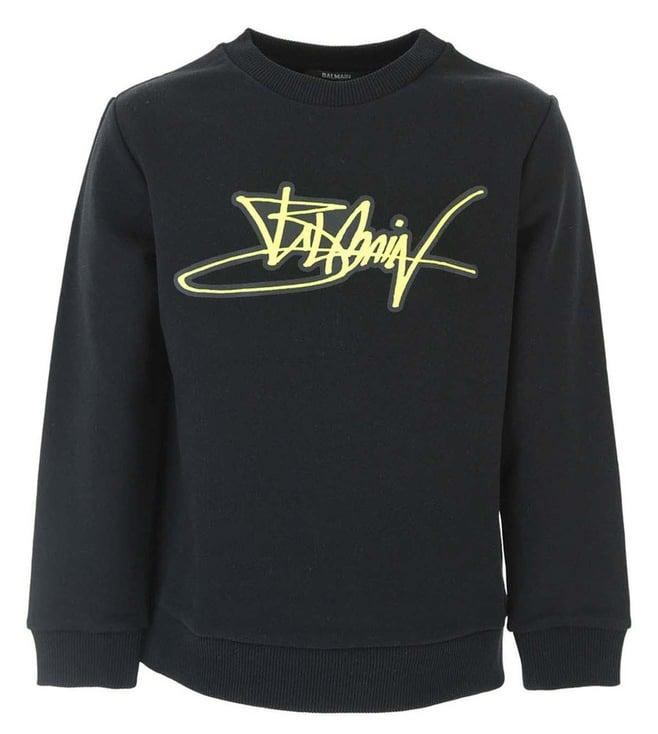 balmain kids black logo fitted sweatshirt