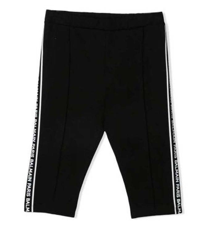 balmain kids black logo fitted trackpants