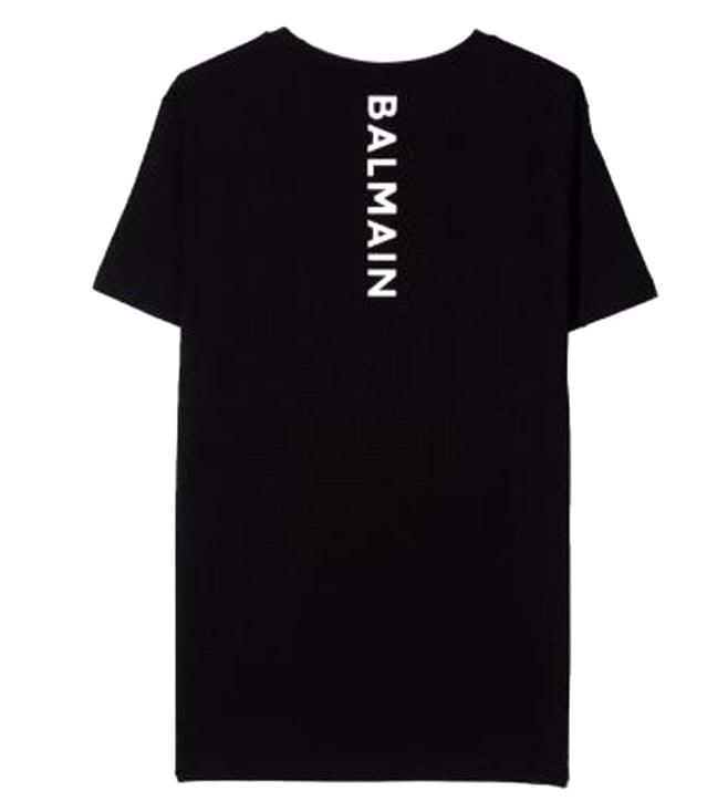 balmain kids black logo straight fit t-shirt