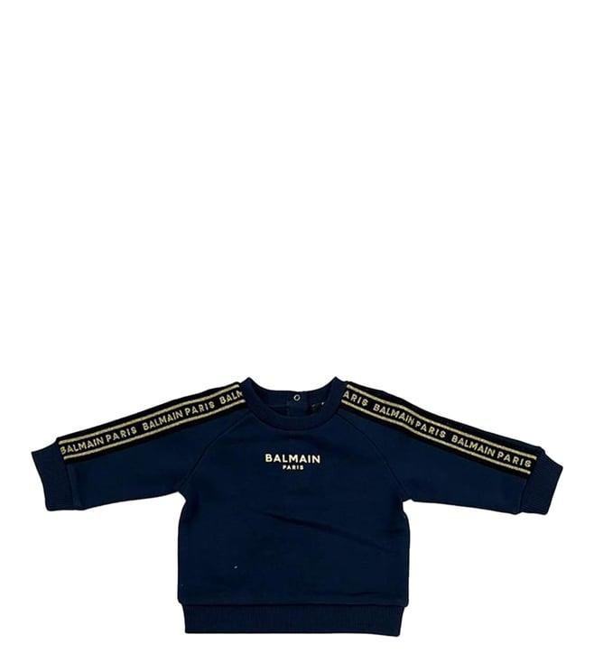 balmain kids blue logo loose fit sweatshirt