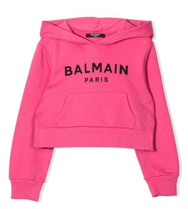 balmain kids pink logo comfort fit hoodie