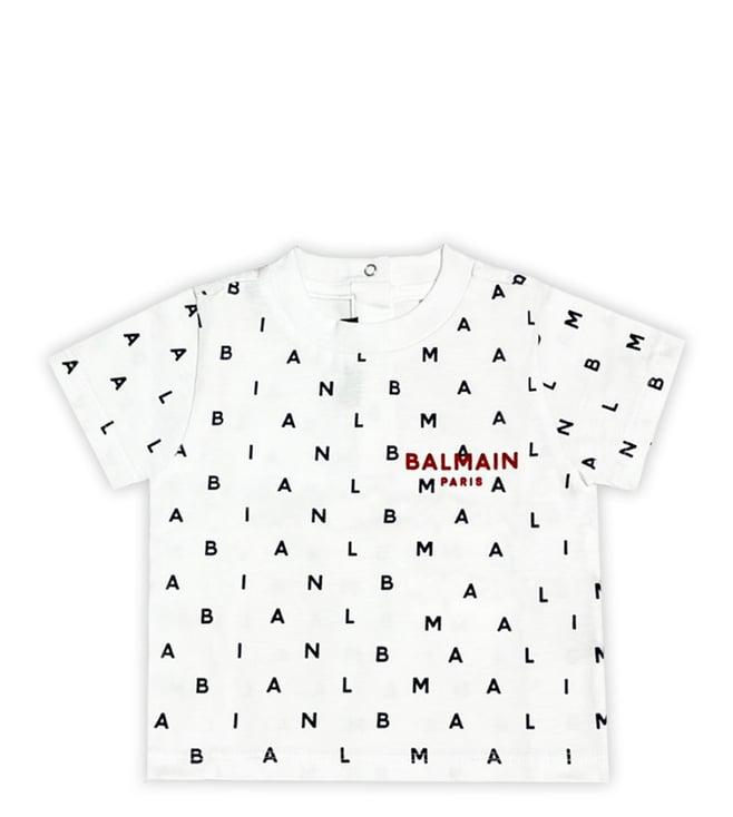 balmain kids white logo regular fit t-shirt