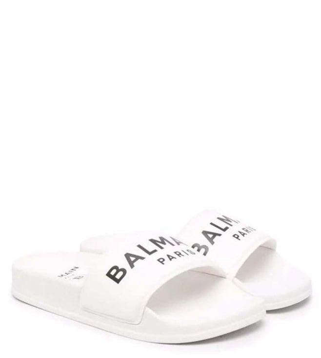 balmain kids white slide sandals