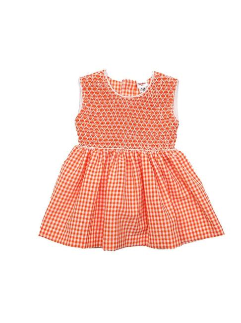 bambino kids orange  checks dress